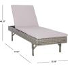 SAFAVIEH Outdoor Collection Cam Grey Brown Wicker/White Cushion Adjustable Chaise Lounge Chair, Black/Beige (PAT7501C)(Grey / Grey)