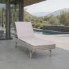 SAFAVIEH Outdoor Collection Cam Grey Brown Wicker/White Cushion Adjustable Chaise Lounge Chair, Black/Beige (PAT7501C)(Grey / Grey)