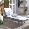 SAFAVIEH Outdoor Collection Cam Grey Brown Wicker/White Cushion Adjustable Chaise Lounge Chair, Black/Beige (PAT7501C)(Grey Brown / White)