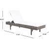 SAFAVIEH Outdoor Collection Cam Grey Brown Wicker/White Cushion Adjustable Chaise Lounge Chair, Black/Beige (PAT7501C)(Grey Brown / White)