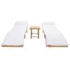 SAFAVIEH Outdoor Collection Carew Natural/White Cushion 3-Piece Chaise Lounge Chair Set with Table (PAT7720D)(Natural)