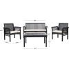 SAFAVIEH Outdoor Collection Carson Grey Wash/ Beige Cushions 4-Piece Conversation Patio Set(Black / Beige)