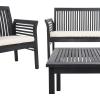 SAFAVIEH Outdoor Collection Carson Grey Wash/ Beige Cushions 4-Piece Conversation Patio Set(Black / Beige)