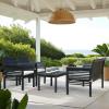 SAFAVIEH Outdoor Collection Carson Grey Wash/ Beige Cushions 4-Piece Conversation Patio Set(Black / Beige)