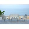 SAFAVIEH Outdoor Collection Carson Grey Wash/ Beige Cushions 4-Piece Conversation Patio Set(Grey / Beige)