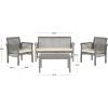 SAFAVIEH Outdoor Collection Carson Grey Wash/ Beige Cushions 4-Piece Conversation Patio Set(Grey / Beige)