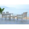 SAFAVIEH Outdoor Collection Carson Grey Wash/ Beige Cushions 4-Piece Conversation Patio Set(Grey / Beige)