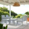 SAFAVIEH Outdoor Collection Carson Grey Wash/ Beige Cushions 4-Piece Conversation Patio Set(Grey / Beige)