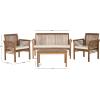 SAFAVIEH Outdoor Collection Carson Grey Wash/ Beige Cushions 4-Piece Conversation Patio Set(Natural / Beige)