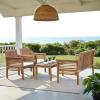SAFAVIEH Outdoor Collection Carson Grey Wash/ Beige Cushions 4-Piece Conversation Patio Set(Natural / Beige)