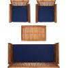 SAFAVIEH Outdoor Collection Carson Grey Wash/ Beige Cushions 4-Piece Conversation Patio Set(Natural / Navy)
