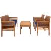 SAFAVIEH Outdoor Collection Carson Grey Wash/ Beige Cushions 4-Piece Conversation Patio Set(Natural / Navy)