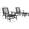 SAFAVIEH Outdoor Collection Chantelle Acacia Wood Woven Rattan 5-Piece Patio Set PAT7076B, Grey/Grey(Black/Black)