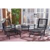 SAFAVIEH Outdoor Collection Chantelle Acacia Wood Woven Rattan 5-Piece Patio Set PAT7076B, Grey/Grey(Black/Black)