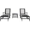 SAFAVIEH Outdoor Collection Chantelle Acacia Wood Woven Rattan 5-Piece Patio Set PAT7076B, Grey/Grey(Black/Black)