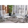 SAFAVIEH Outdoor Collection Chantelle Acacia Wood Woven Rattan 5-Piece Patio Set PAT7076B, Grey/Grey(Grey/Grey)