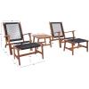 SAFAVIEH Outdoor Collection Chantelle Acacia Wood Woven Rattan 5-Piece Patio Set PAT7076B, Grey/Grey(Natural/Black)