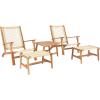 SAFAVIEH Outdoor Collection Chantelle Acacia Wood Woven Rattan 5-Piece Patio Set PAT7076B, Grey/Grey(Natural/Natural)