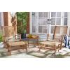 SAFAVIEH Outdoor Collection Chantelle Acacia Wood Woven Rattan 5-Piece Patio Set PAT7076B, Grey/Grey(Natural/Natural)
