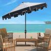 SAFAVIEH Outdoor Collection City Fashion Navy/Ivory Auto Tilt 9 Ft UV Protected Umbrella(Ivory/Navy)