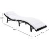 SAFAVIEH Outdoor Collection Colley Natural Wicker/White Cushion Adjustable Recliner Chaise Lounge Chair (PAT7722D)(Black)