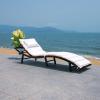 SAFAVIEH Outdoor Collection Colley Natural Wicker/White Cushion Adjustable Recliner Chaise Lounge Chair (PAT7722D)(Black)