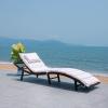 SAFAVIEH Outdoor Collection Colley Natural Wicker/White Cushion Adjustable Recliner Chaise Lounge Chair (PAT7722D)(Black)