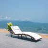 SAFAVIEH Outdoor Collection Colley Natural Wicker/White Cushion Adjustable Recliner Chaise Lounge Chair (PAT7722D)(Grey Brown)