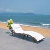 SAFAVIEH Outdoor Collection Colley Natural Wicker/White Cushion Adjustable Recliner Chaise Lounge Chair (PAT7722D)(Grey Brown)