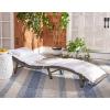 SAFAVIEH Outdoor Collection Colley Natural Wicker/White Cushion Adjustable Recliner Chaise Lounge Chair (PAT7722D)(Grey Brown)