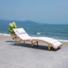 SAFAVIEH Outdoor Collection Colley Natural Wicker/White Cushion Adjustable Recliner Chaise Lounge Chair (PAT7722D)(Natural)