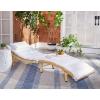 SAFAVIEH Outdoor Collection Colley Natural Wicker/White Cushion Adjustable Recliner Chaise Lounge Chair (PAT7722D)(Natural)