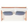 SAFAVIEH Outdoor Collection Deacon Natural Acacia Wood/Beige Cushion 4-Piece Conversation Patio Set with Accent Pillows(Beige/Navy)