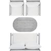 SAFAVIEH Outdoor Collection Deacon Natural Acacia Wood/Beige Cushion 4-Piece Conversation Patio Set with Accent Pillows(Grey/Beige)