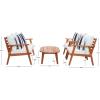 SAFAVIEH Outdoor Collection Deacon Natural Acacia Wood/Beige Cushion 4-Piece Conversation Patio Set with Accent Pillows(Natural/Beige Thick Stripe)