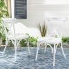 SAFAVIEH Outdoor Collection Elia Distressed White Stackable Chair (Set of 2)
