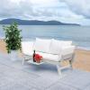 SAFAVIEH Outdoor Collection Emely Natural Acacia Wood/Grey Expandable Loveseat Daybed(Grey/Beige)