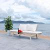 SAFAVIEH Outdoor Collection Emely Natural Acacia Wood/Grey Expandable Loveseat Daybed(Grey/Beige)