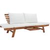 SAFAVIEH Outdoor Collection Emely Natural Acacia Wood/Grey Expandable Loveseat Daybed(Natural/Beige)