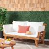 SAFAVIEH Outdoor Collection Emely Natural Acacia Wood/Grey Expandable Loveseat Daybed(Natural/Beige)