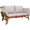 SAFAVIEH Outdoor Collection Emely Natural Acacia Wood/Grey Expandable Loveseat Daybed(Natural/Light Grey)