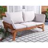 SAFAVIEH Outdoor Collection Emely Natural Acacia Wood/Grey Expandable Loveseat Daybed(Natural/Light Grey)
