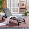 SAFAVIEH Outdoor Collection Fionne Silver/Grey Texline Adjustable Chaise Lounge Chair (PAT9038B)(Black)