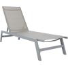 SAFAVIEH Outdoor Collection Fionne Silver/Grey Texline Adjustable Chaise Lounge Chair (PAT9038B)(Silver/Grey)
