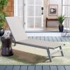 SAFAVIEH Outdoor Collection Fionne Silver/Grey Texline Adjustable Chaise Lounge Chair (PAT9038B)(Silver/Grey)