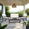 SAFAVIEH Outdoor Collection Fontana Natural/Aqua Cushion 4-Piece Conversation Patio Set(Black/Beige)