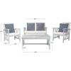 SAFAVIEH Outdoor Collection Fontana Natural/Aqua Cushion 4-Piece Conversation Patio Set(Grey /Beige Stripe)