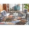 SAFAVIEH Outdoor Collection Fontana Natural/Aqua Cushion 4-Piece Conversation Patio Set(Grey /Beige Stripe)