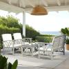 SAFAVIEH Outdoor Collection Fontana Natural/Aqua Cushion 4-Piece Conversation Patio Set(Grey/Beige)