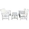 SAFAVIEH Outdoor Collection Fontana Natural/Aqua Cushion 4-Piece Conversation Patio Set(Grey/Beige)